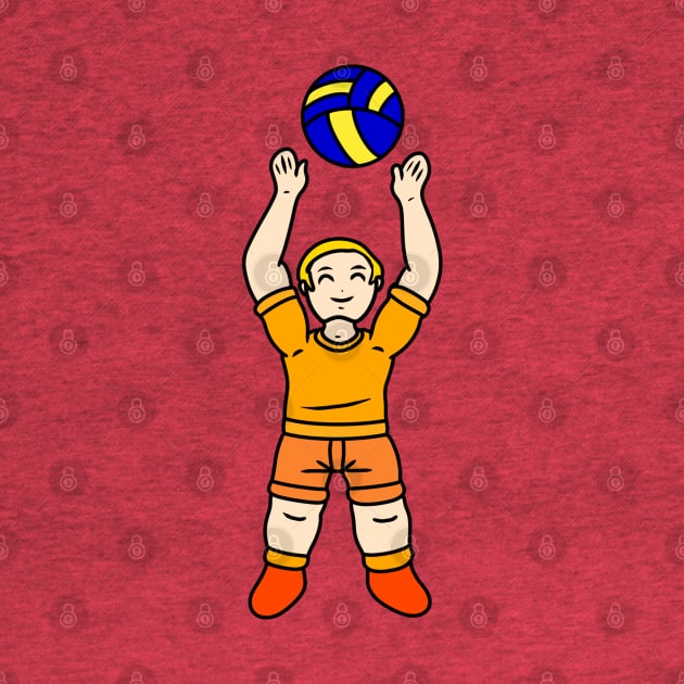 Cartoon volleyball player boy by Andrew Hau